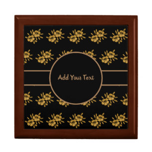 Chic Elegant Gold Floral & Black Color Custom Gift Box