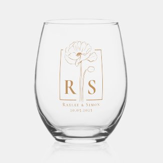 Chic Elegant Gold Floral Monogrammed Initial