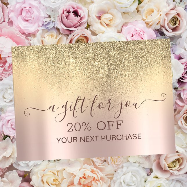 Chic Elegant Gold Glitter Rose Gold Discount Card (Creator Uploaded)