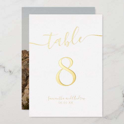 Chic elegant Gold photo chart wedding table number