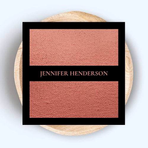 Chic Elegant Gold Pink Texture Professional Script Square Business Card