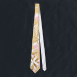 Chic Elegant Gold Pink White Flowers and Leaves Neck Tie<br><div class="desc">This chic and elegant pattern is perfect for the trendy and stylish woman. It features a girly faux printed gold foil, blush pink, and white hand-drawn flowers and leaves pattern. It's modern, fashionable, and unique! ***IMPORTANT DESIGN NOTE: For custom requests relating to changes of design aspects; including color swaps or...</div>