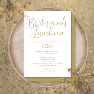 Chic Elegant Gold Script Bridesmaids Luncheon Invitation