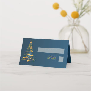Chic Elegant Golden Christmas Tree Wedding Place Card