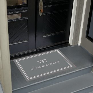Chic Elegant Gray House Number Street Name Doormat