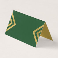 Chic Elegant Green and Faux Gold Geometric Place Card