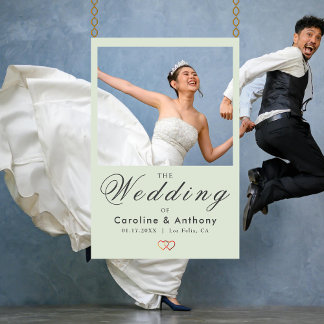 Chic Elegant Green Wedding Selfie Photo Frame Foam Board