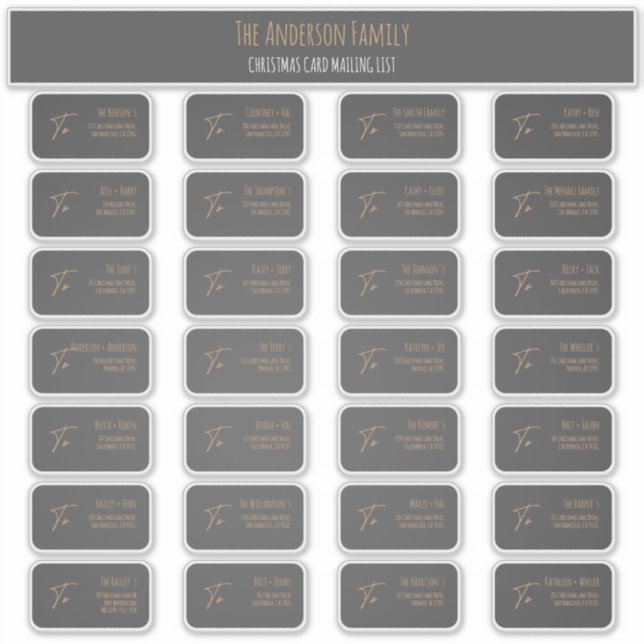 Chic Elegant Grey Christmas Card Mailing Label Set (Front)