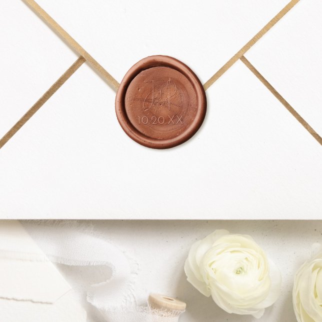 Chic Elegant Handwritten Couple's Initials Wedding Wax Seal Stamp (Creator Uploaded)