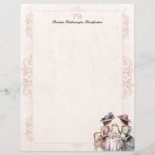 Chic Elegant High Tea Monogrammed Stationery Paper