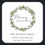 CHIC ELEGANT HOLLY BERRY WREATH CHRISTMAS ADDRESS SQUARE STICKER<br><div class="desc">If you need any further customisation please feel free to message me on yellowfebstudio@gmail.com.</div>