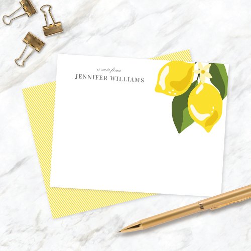 Chic Elegant Lemon Yellow Personalized Notecards  