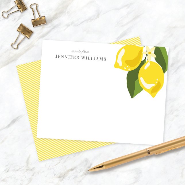 Chic Elegant Lemon Yellow Personalized Notecards   (Creator Uploaded)