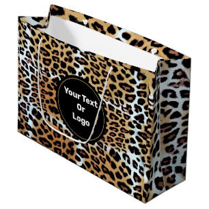 Chic Elegant Leopard Animal Print Personalized Large Gift Bag