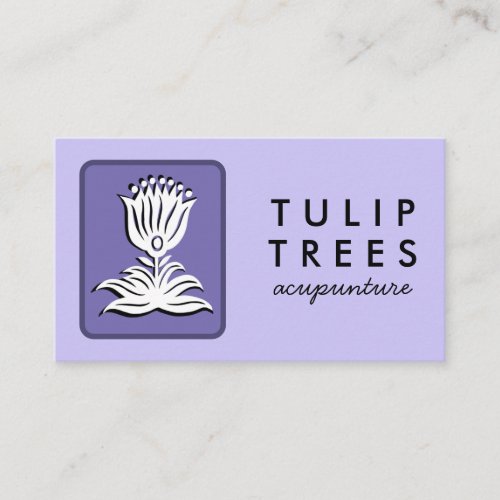 Chic Elegant Logo Stylized Tulip Wellness Healer Business Card