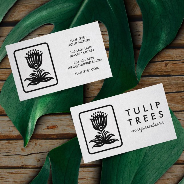 Chic Elegant Logo Stylized Tulip Wellness Healer  Business Card (Creator Uploaded)