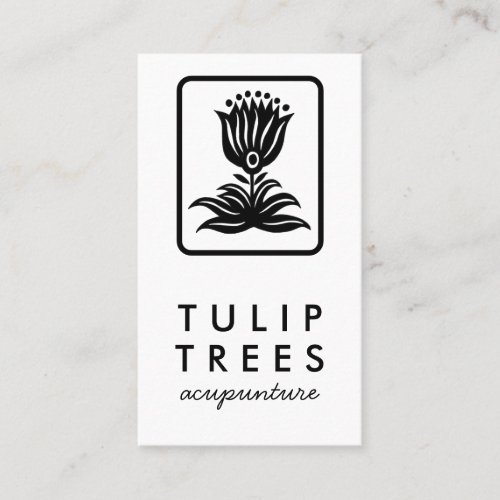Chic Elegant Logo Stylized Tulip Wellness Healer  Business Card