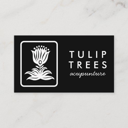 Chic Elegant Logo Stylized Tulip Wellness Healer Business Card
