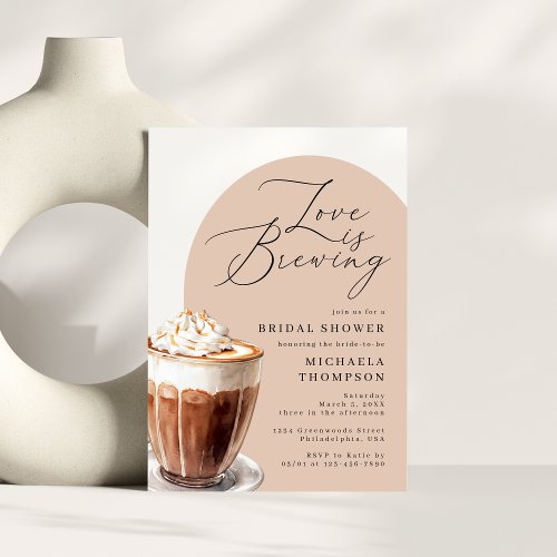 Chic Elegant Love is Brewing Coffee Bridal Shower Invitation
