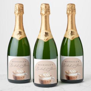 Chic Elegant Love is Brewing Coffee Bridal Shower Sparkling Wine Label
