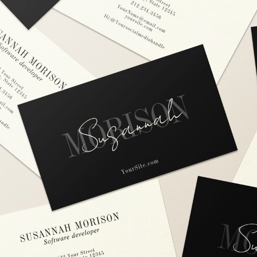 Chic Elegant Luxe Calligraphy Professional Business Card