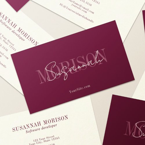 Chic Elegant Luxe Calligraphy Professional Business Card