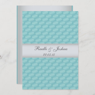 Chic elegant luxurious quilted teal silver Wedding Invitation