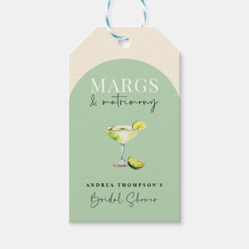 Chic Elegant Margs and Matrimony Bridal Shower Gift Tags