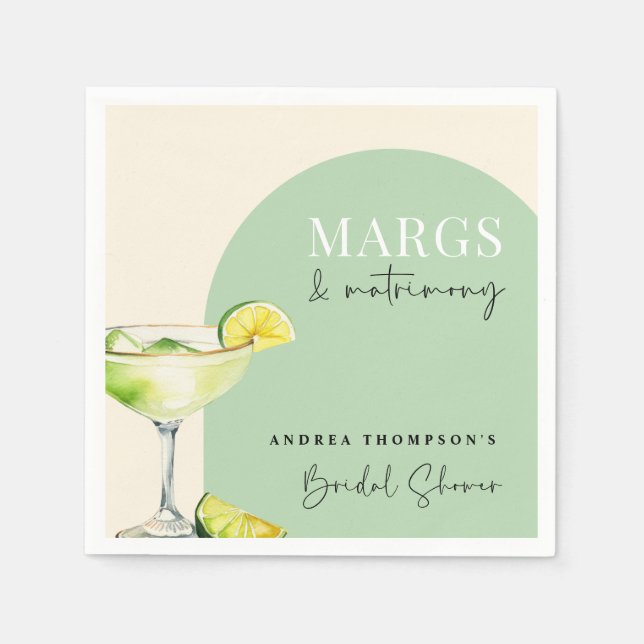 Chic Elegant Margs and Matrimony Bridal Shower Napkins (Front)