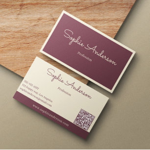 Chic Elegant Mauve & Cream with QR Code Business Card
