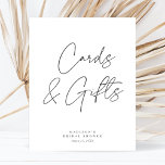 Chic Elegant Minimal Bridal Shower Cards Gift Sign<br><div class="desc">This chic and minimalist bridal shower cards & gifts sign features a classic white background paired with simple yet elegant dark gray typography and calligraphy. Simply edit the template with your info and choose any options. All colors in this template are customizable, even the script. From modern to traditional, this...</div>