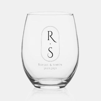 Chic Elegant Minimalist Black Monogrammed Initial