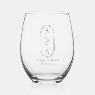 Chic Elegant Minimalist Black Monogrammed Initial