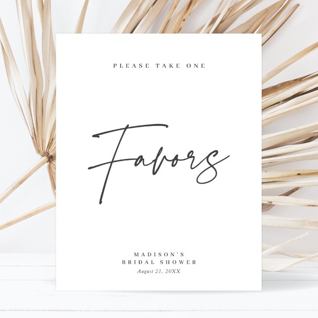 Chic Elegant Minimalist Bridal Shower Favors Sign (Creator Uploaded)
