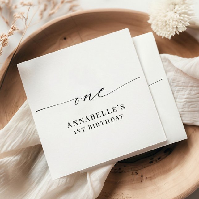Chic Elegant Minimalist First Birthday Party Napkins (Creator Uploaded)