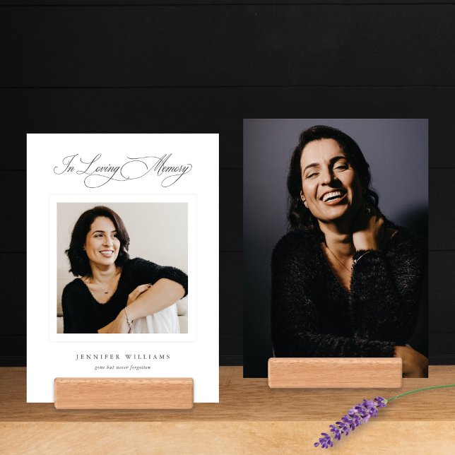 Chic Elegant Minimalist Memorial Two-Sided Photo Holder (TWO-SIDED DESIGN (FRONT AND BACK SHOWN))