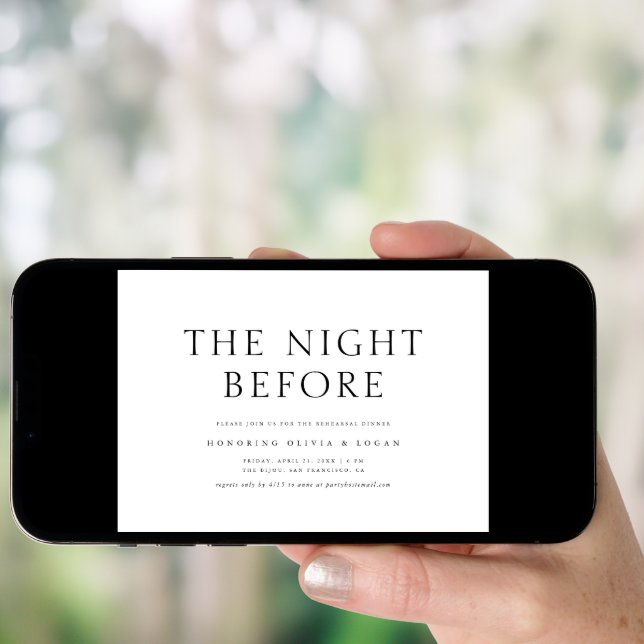 Chic Elegant Minimalist Wedding Rehearsal Dinner Invitation (Front Digital)