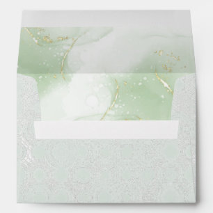 Chic Elegant Minimalistic Greenery with Golg Foil Envelope