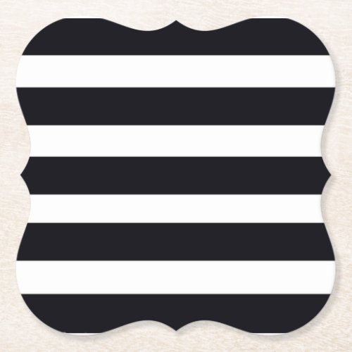 Chic Elegant Modern Black And White Stripes Paper Coaster