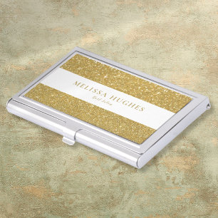 Chic Elegant Modern Gold Glitter Business Card Case