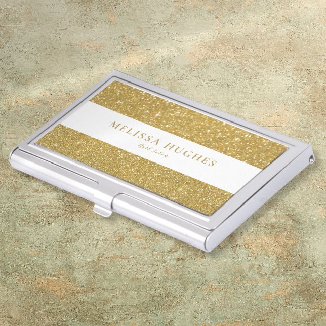 Chic Elegant Modern Gold Glitter Business Card Case (Chic Elegant Modern Gold Glitter Business Card Case)