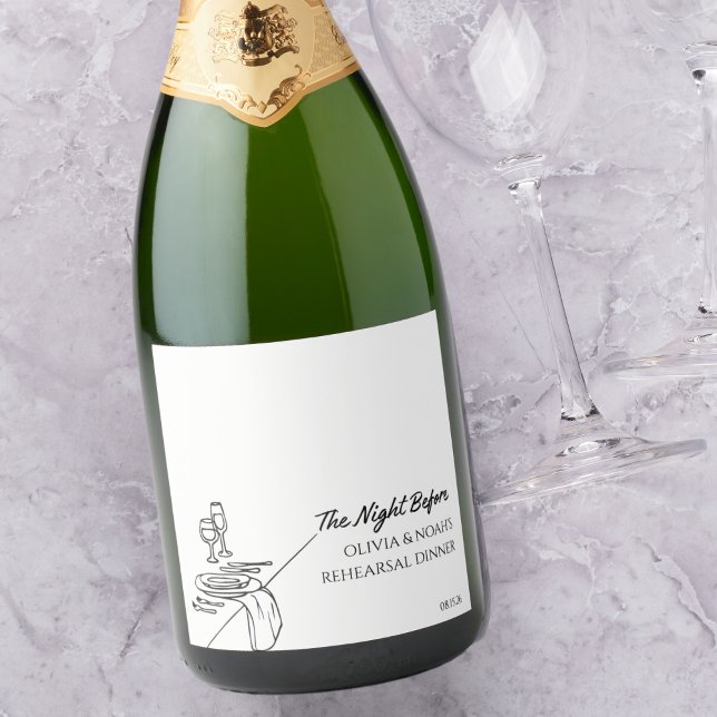 Chic Elegant Modern Personalized Rehearsal Dinner Sparkling Wine Label (Personalize your rehearsal dinner with this elegant champagne label. Perfect for 'The Night Before' )