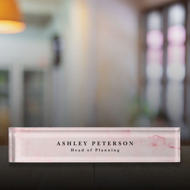 Chic Elegant Modern Pink Marble Personalized Desk Name Plate (Chic Elegant Modern Pink Marble Personalized Desk Name Plate)