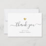Chic Elegant Modern Script Calligraphy Gold Heart Thank You Card
