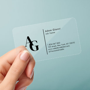 Chic Elegant Monogram Clear Business Cards