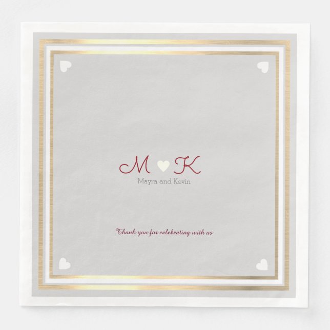 Chic Elegant monogram wed celebration reception Paper Dinner Napkins (Front)