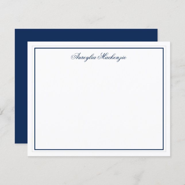 Chic Elegant Navy Blue and White Personalized (Front/Back)