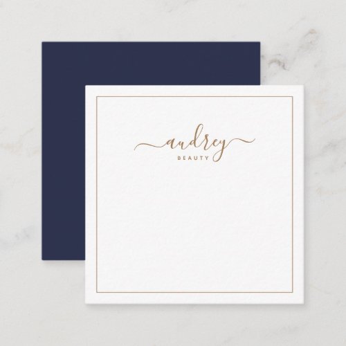 Chic Elegant Navy Blue Gold Script Note Card