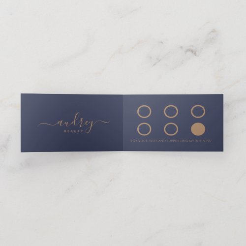 Chic Elegant Navy Blue Gold Signature Thank You Loyalty Card