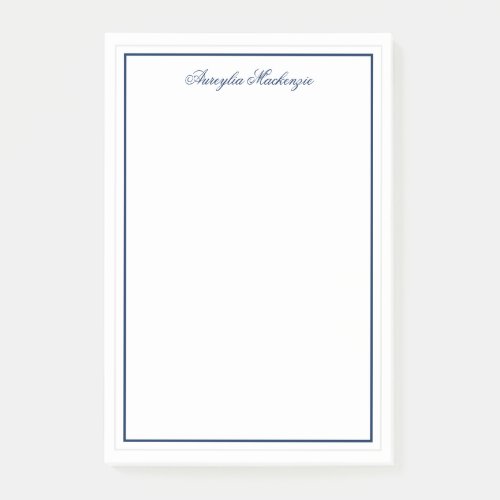 Chic Elegant Navy Blue Personalized Post_it Notes